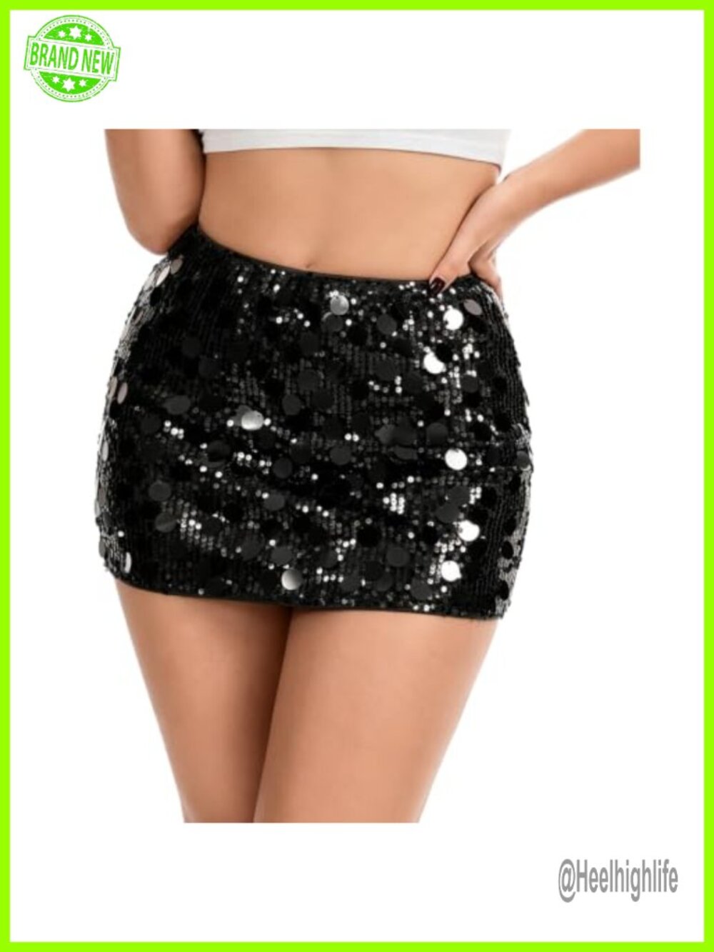 Sparkly Sequin Mini Skirt with Built-in Shorts Liner Glitter Party Festival